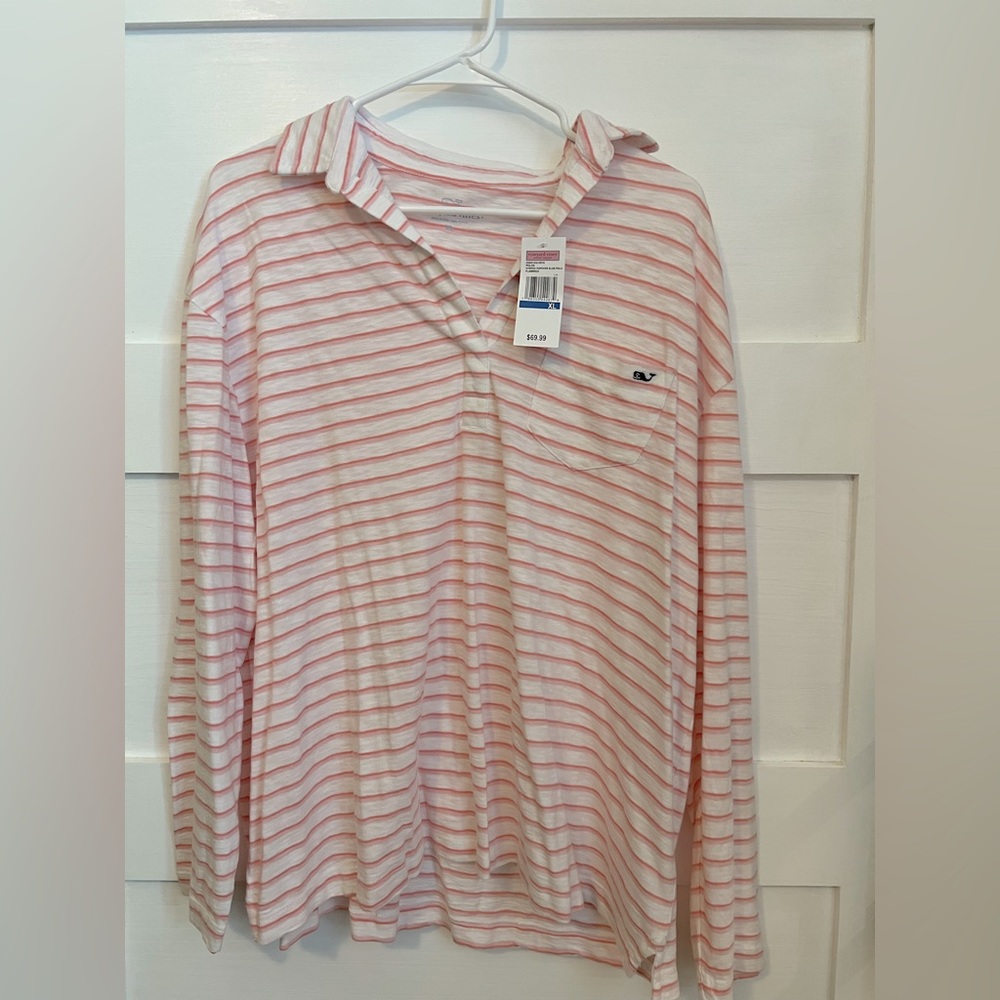 Vineyard Vines Flamingo Striped Polo